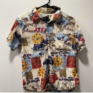 Colorful Graphic Casual Button Down Shirt